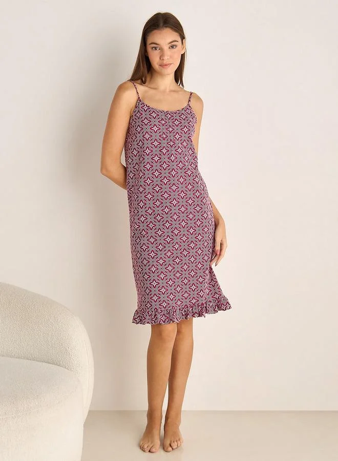 سبلاش فيڤ Set of 2 - Midi Slip Dress Strappy Ruffled Hem Cotton